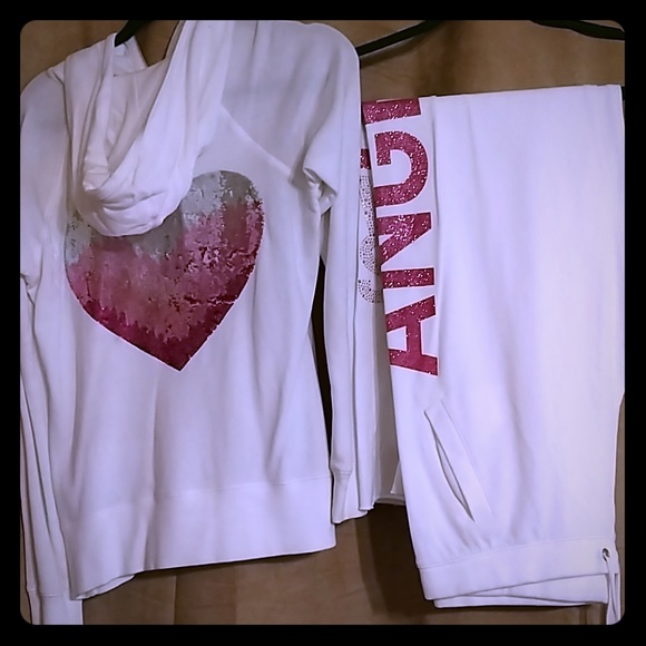 Victoria's Secret Tops - Victoria's Secret Angels Pink Sequin Sweatsuit